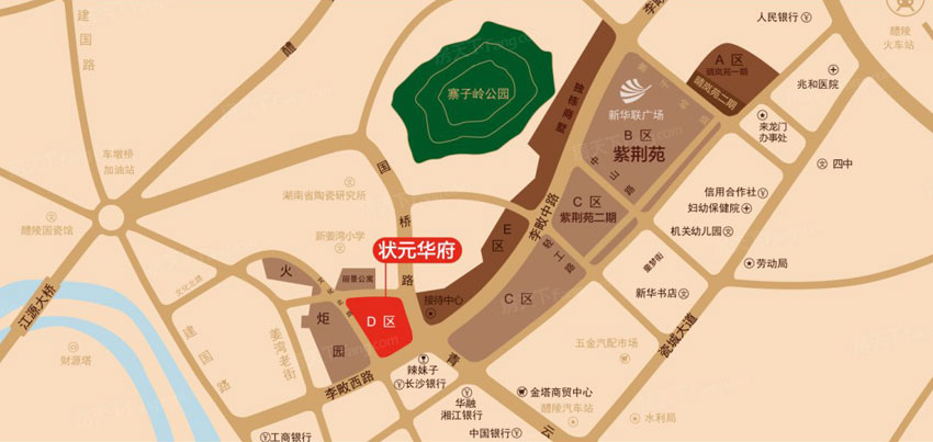 新华联广场状元华府项目位于醴陵李畋中路姜湾小学旁